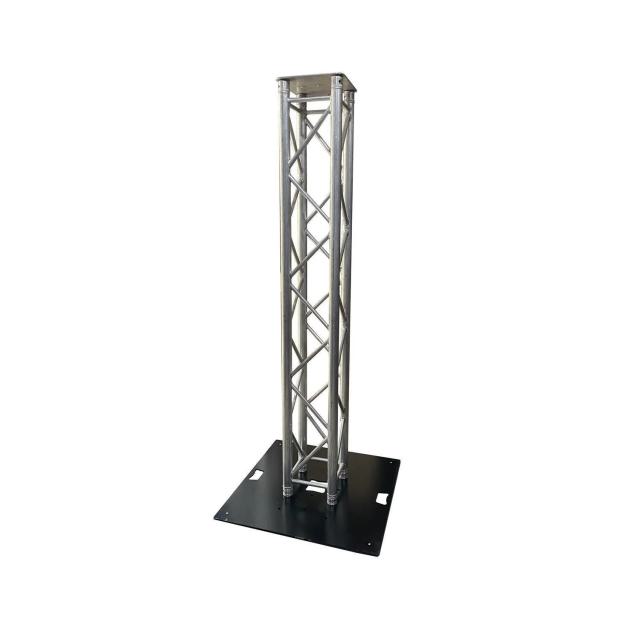 Ständer für LED TV - Traverse - Truss Tower Bodenplatte 75 x75 cm + 200 cm Global Truss 4 Pkt.+ Bodenplatte 30 x 30 cm + Halbkonuss