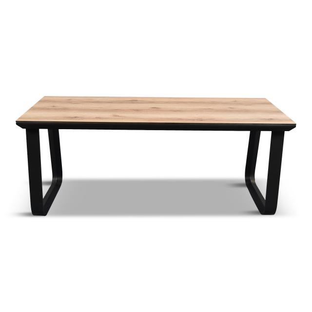Dinnertisch Salt black, 180x70cm - Eleganter Sitztisch mit Platte in Holzoptik.