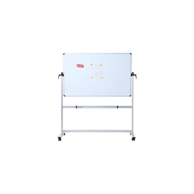 Whiteboard, rollbar - 360° drehbar
Doppelseitig benutzbar
Magnetische speziallackierte Schreiboberfläche
Leicht zu bewegen 