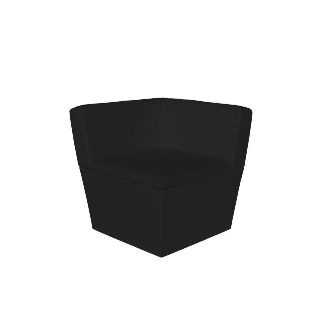 Lounge-Eckbank Conic, black - Dieses Loungeset ist dank seiner UV- und Wasserbeständigkeit für den Innen- und Außenbereich geeignet.
Maße: 70 x 70 cm 
Sitzhöhe: 40 cm 
zzgl. Rückenlehne
Sitz u Rücken Kunstleder schwarz
Korpus Polypropylen